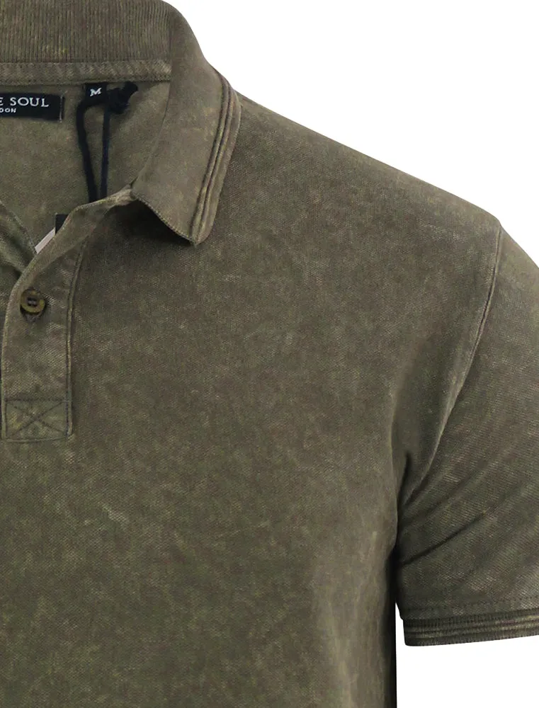 ArnieB Washed Pique Polo Shirt in Khaki