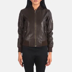 Ava Ma-1 Brown Leather Bomber Jacket