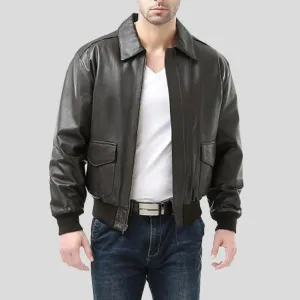 Black Bomber Leather Jacket