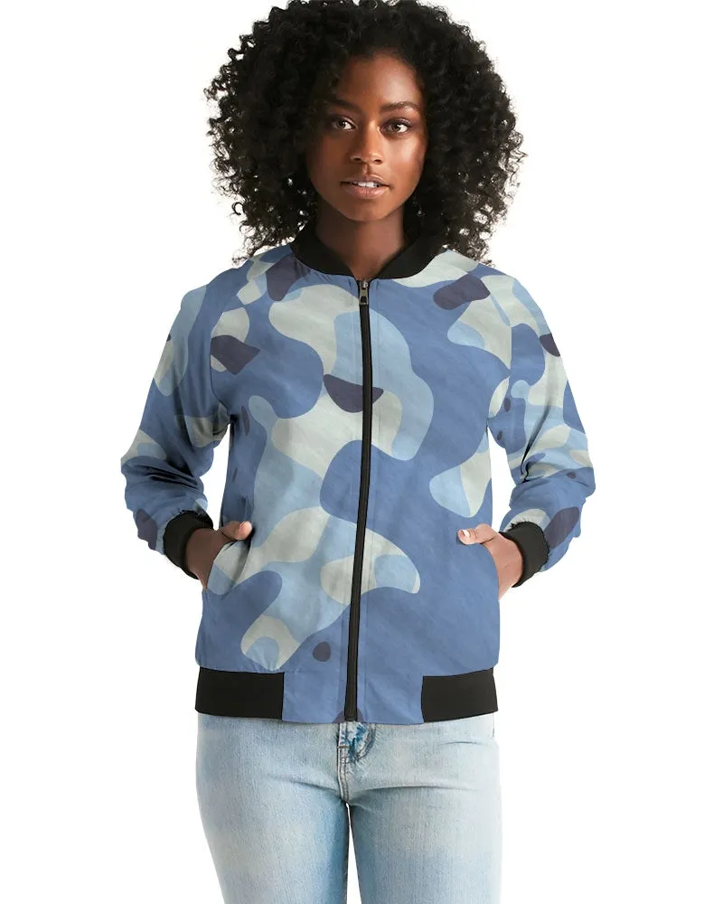 Blue Maniac Camouflage Women's Bomber Jacket