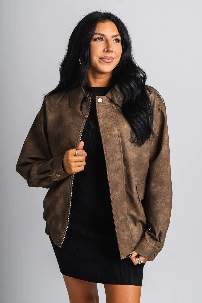 Boyfriend bomber jacket brown