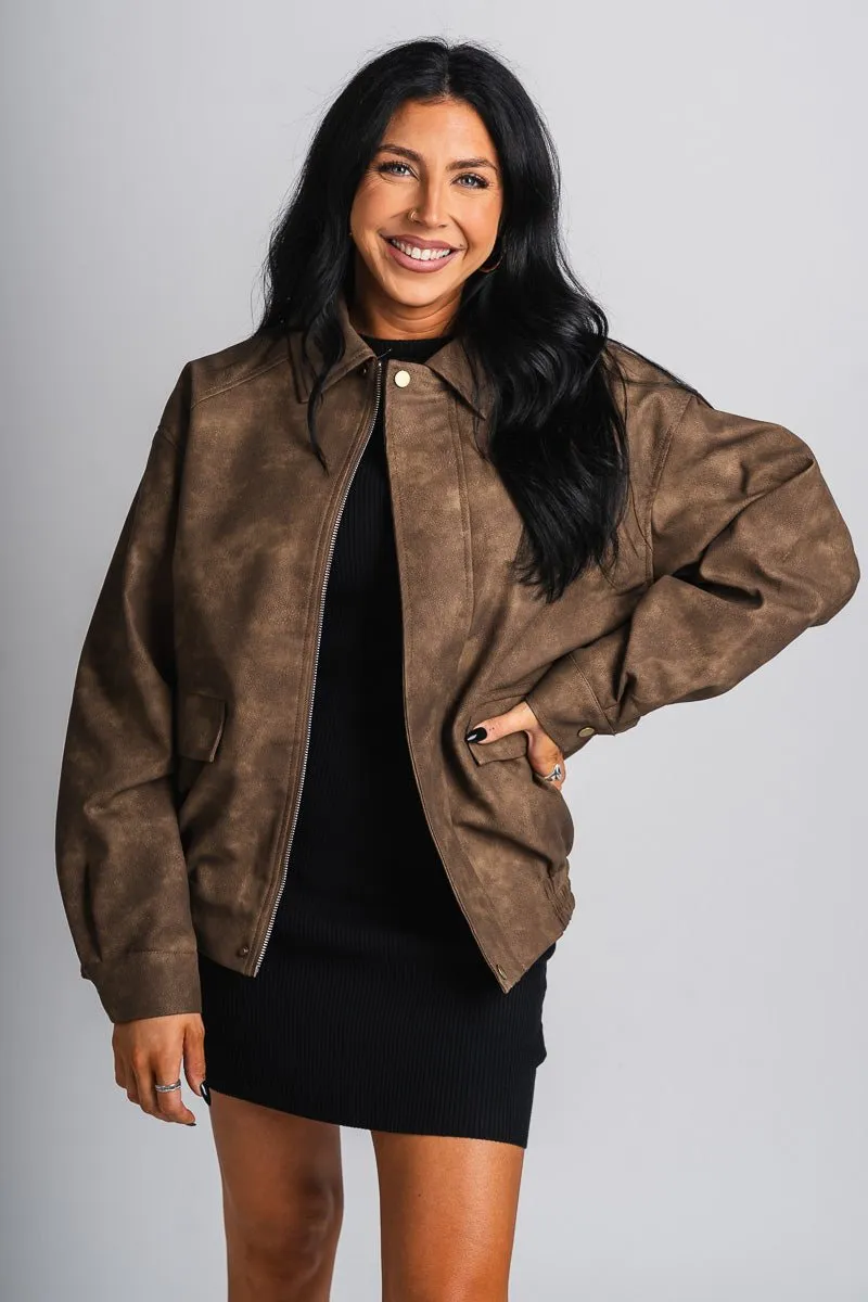 Boyfriend bomber jacket brown