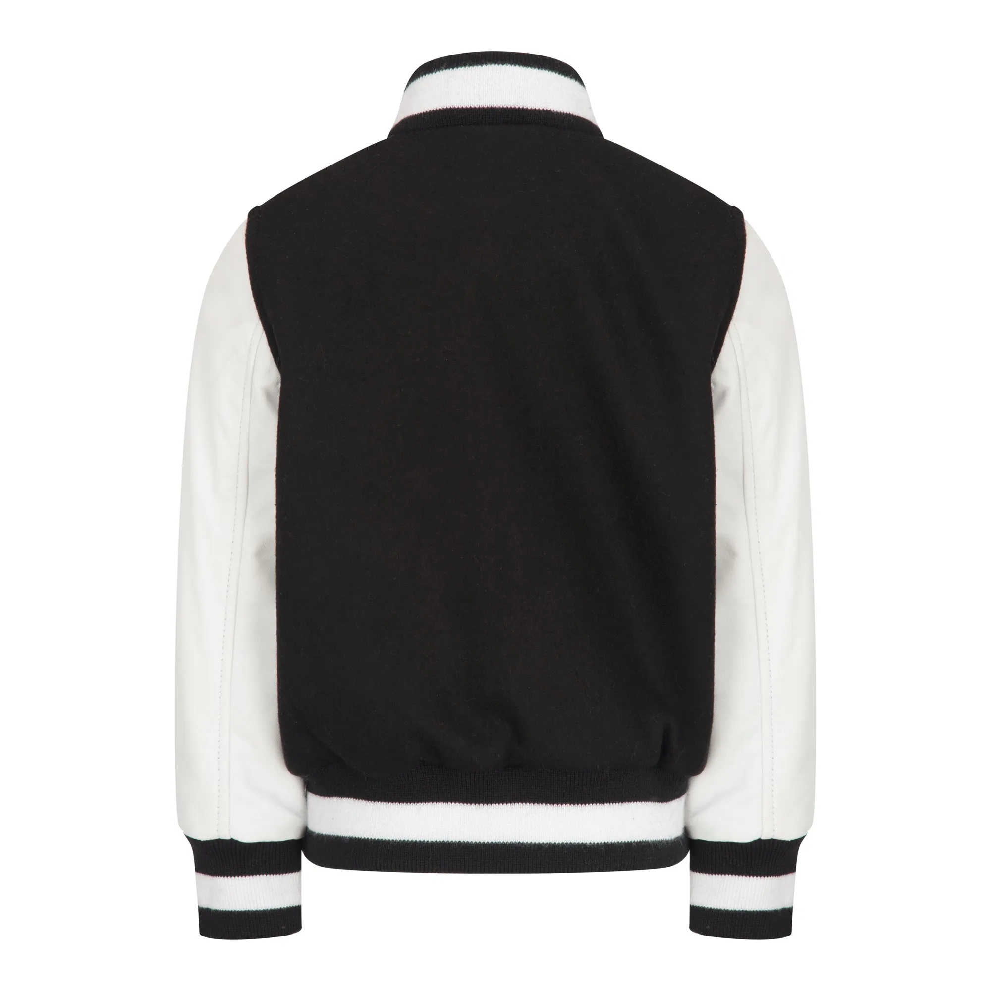 Boys Wool Leather Varsity Kids Bomber Jacket White Black Red