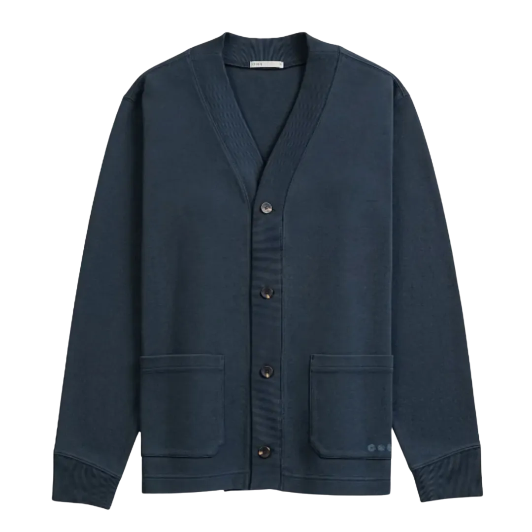 Byron Pique Knit Cardigan - Navy