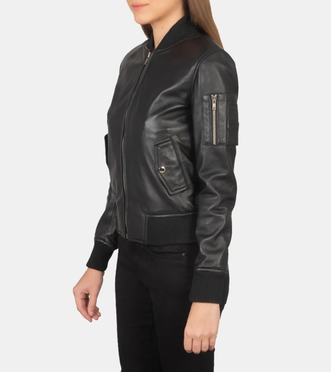 Carver Women's Black Bomber Leather Jacket