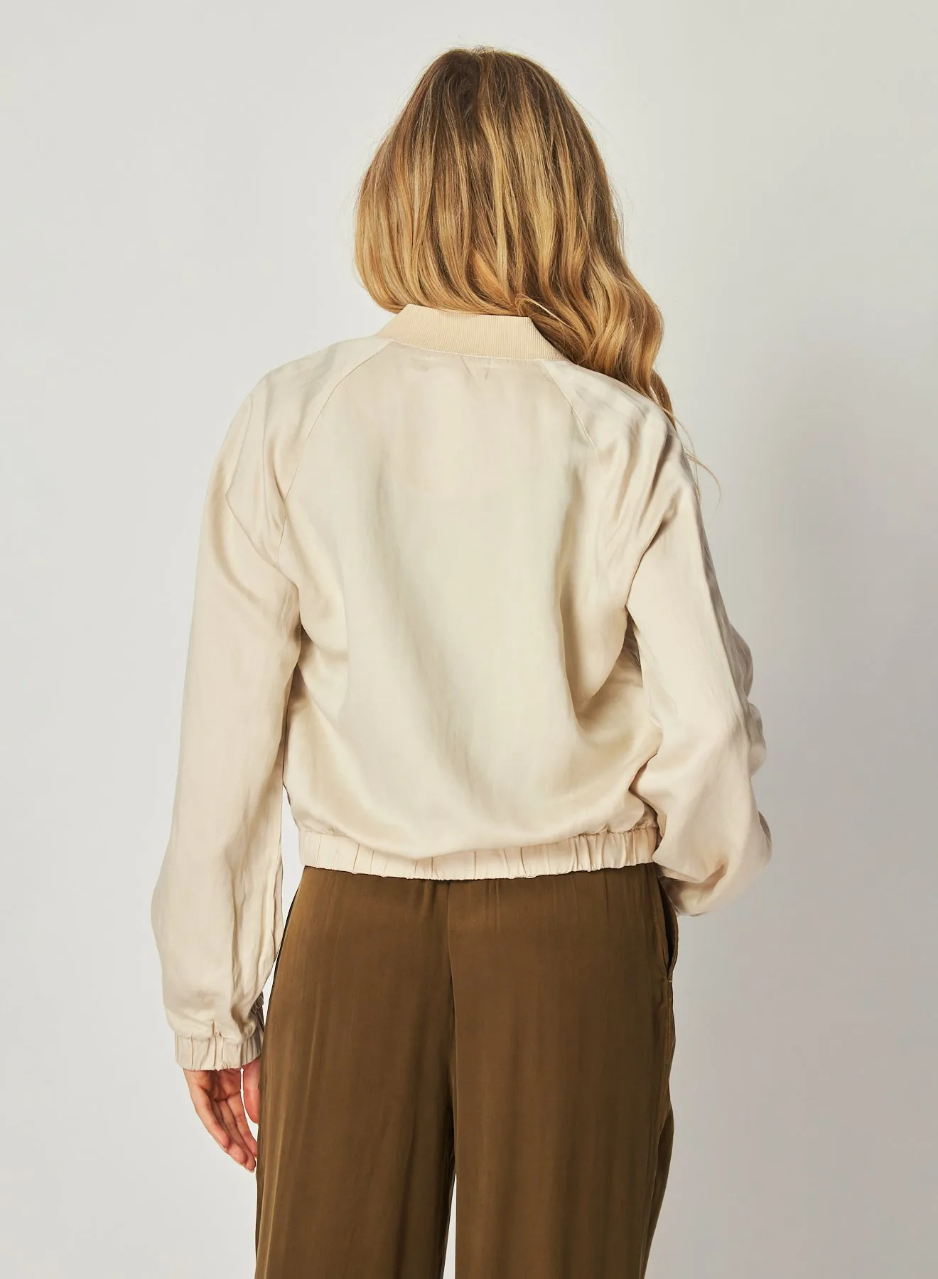 Chloe Clean Bomber Jacket - Soft Pearl