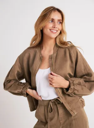 Chloe Clean Bomber Jacket - Topaz Brown