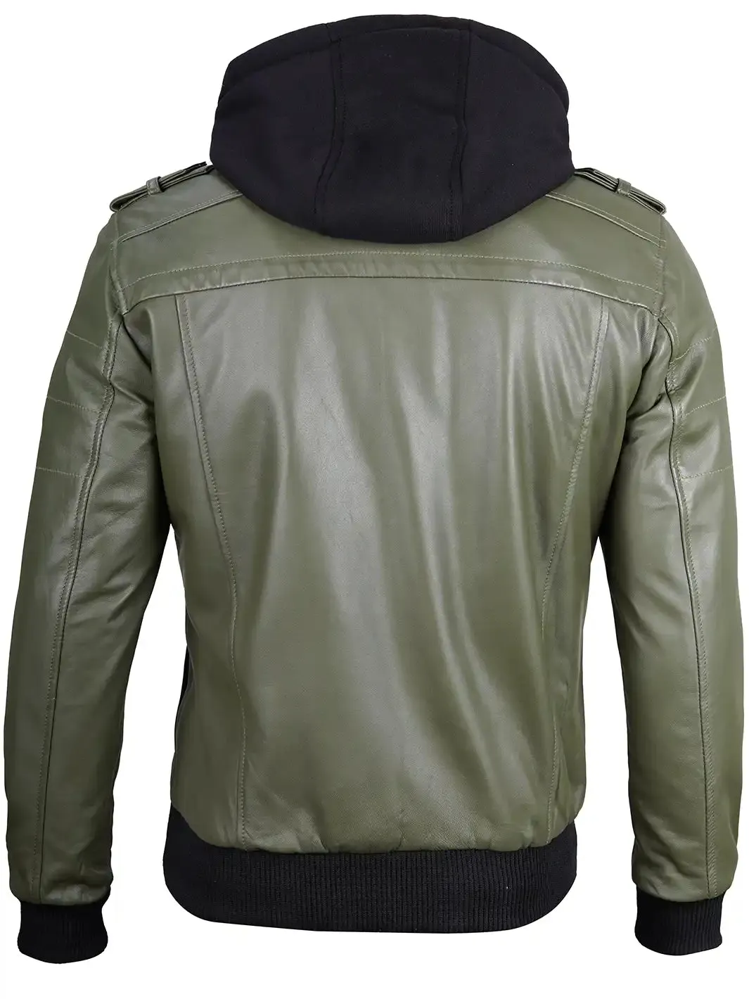 Edinburgh Military Green Mens Hooded Leather Jacket