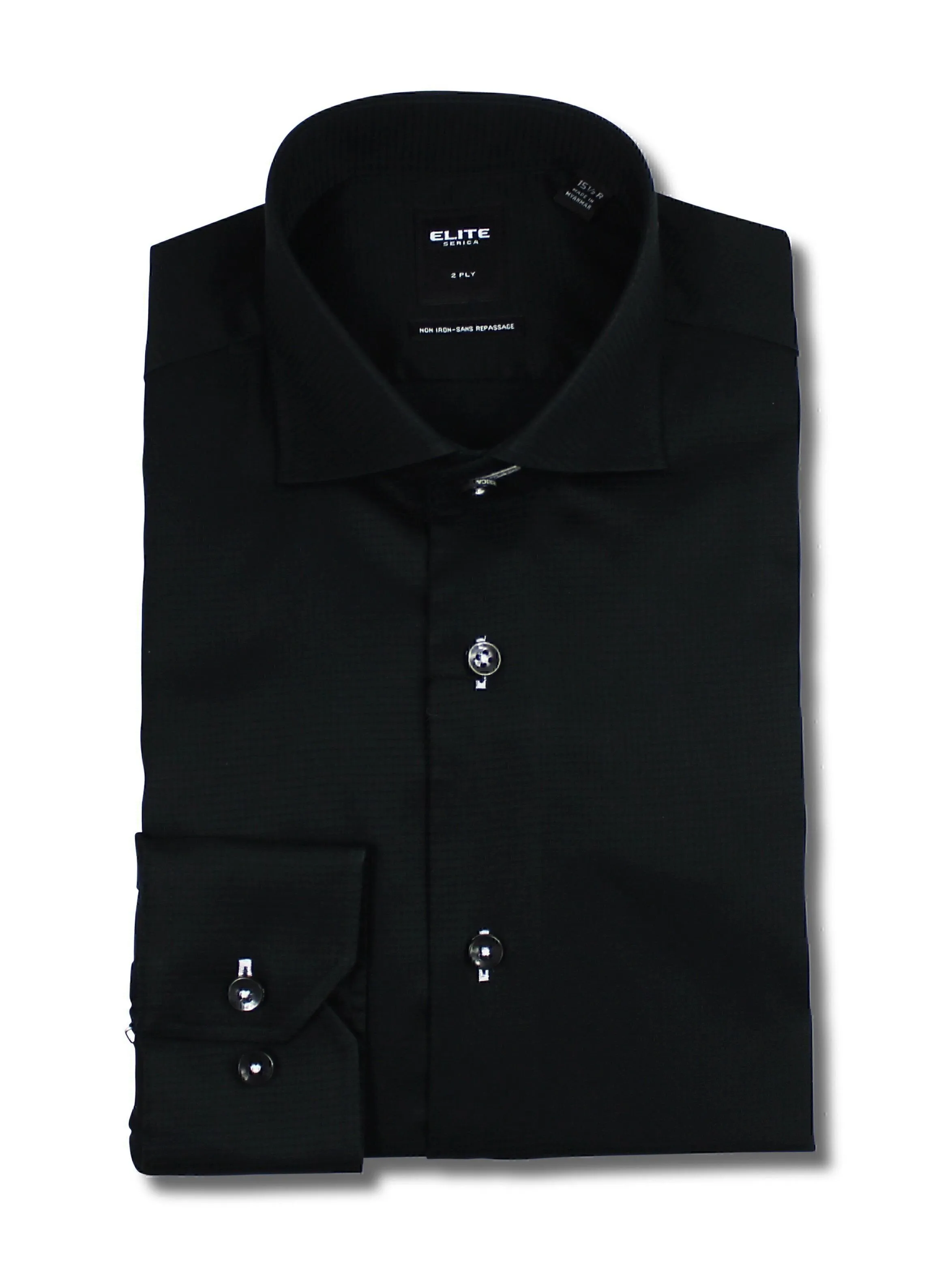 ELITE DRESS SLIM FIT DRESS SHIRT TONE ON TONE BLACK