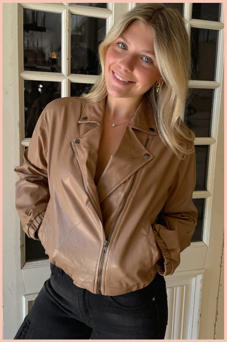 Faux Leather Bomber Jacket