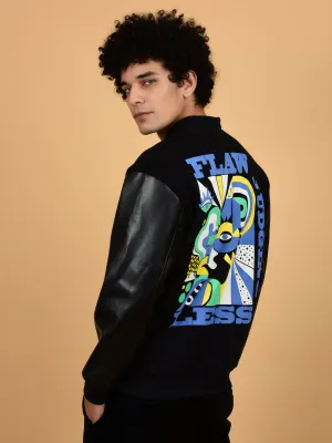 Flawless Printed Black Bomber Jackets for Men