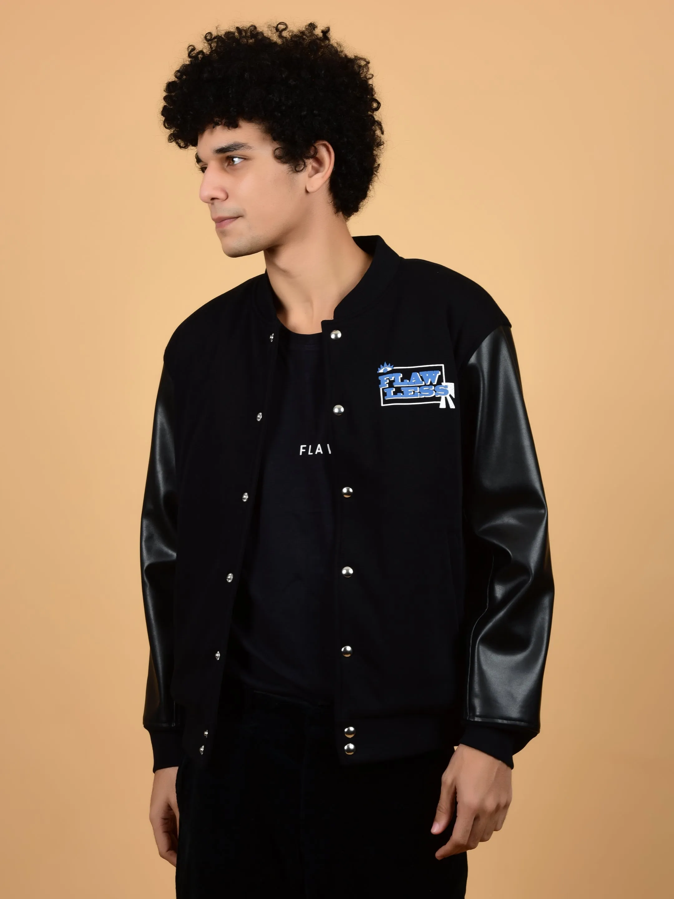 Flawless Printed Black Bomber Jackets for Men