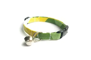 Green, Yellow & White Geometric Cat Collar