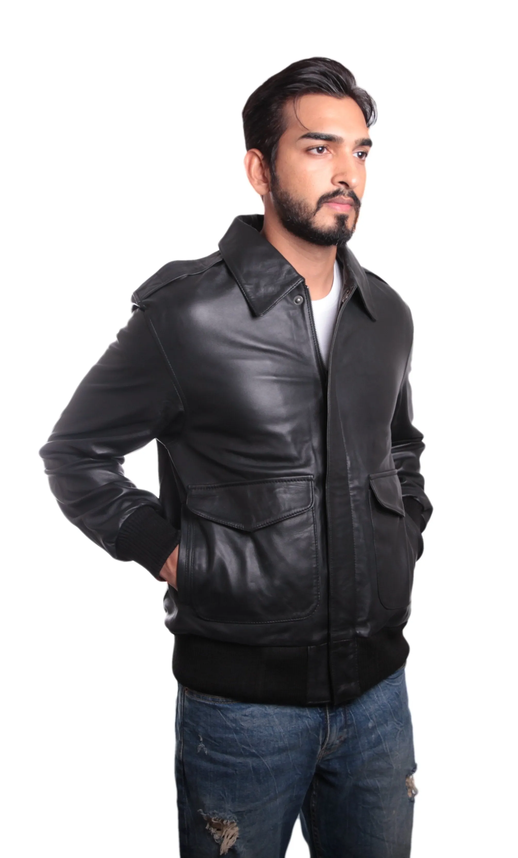 Houston Mens Leather Bomber Jacket