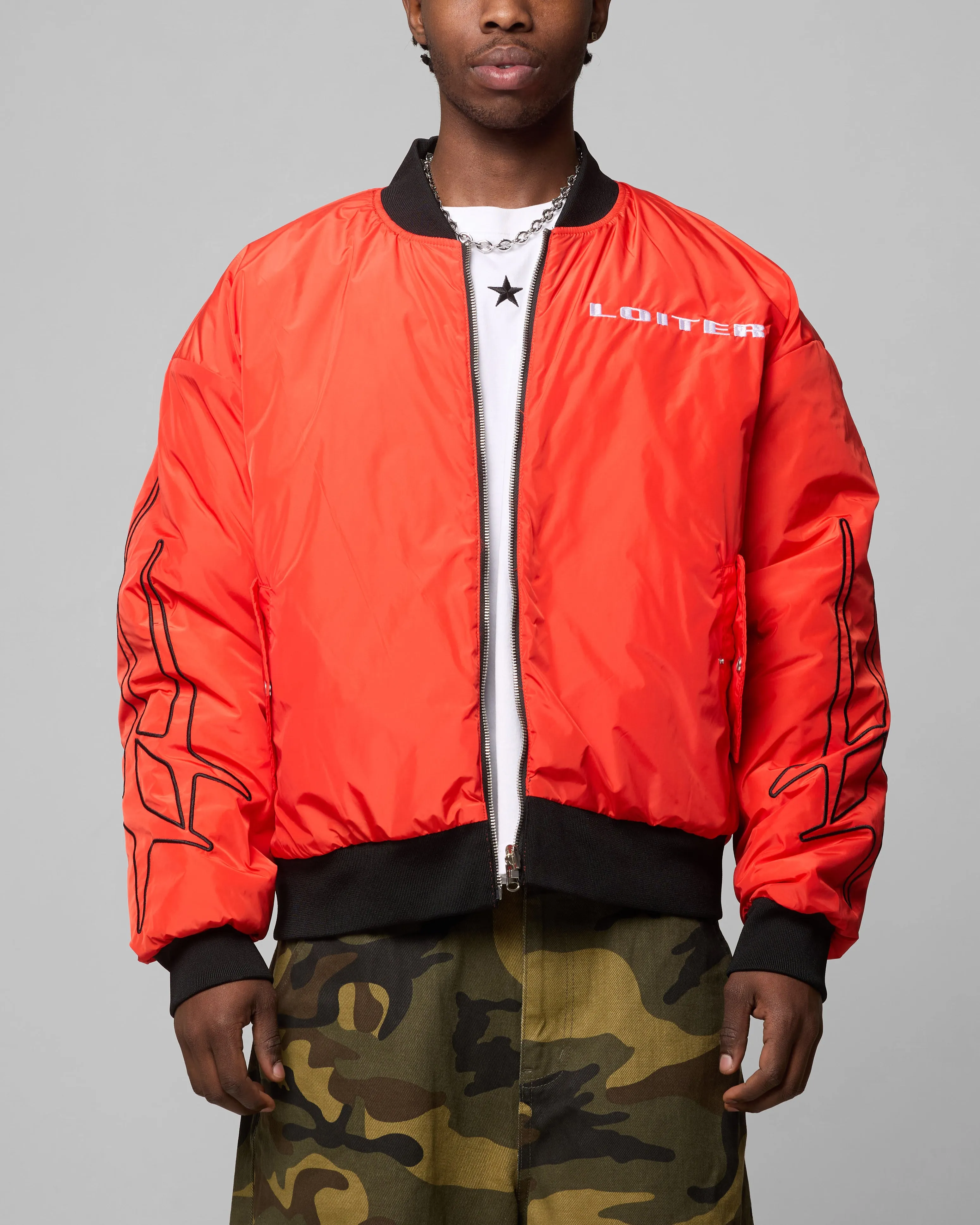 Loiter Cyber Reversible Bomber Jacket Red/Green