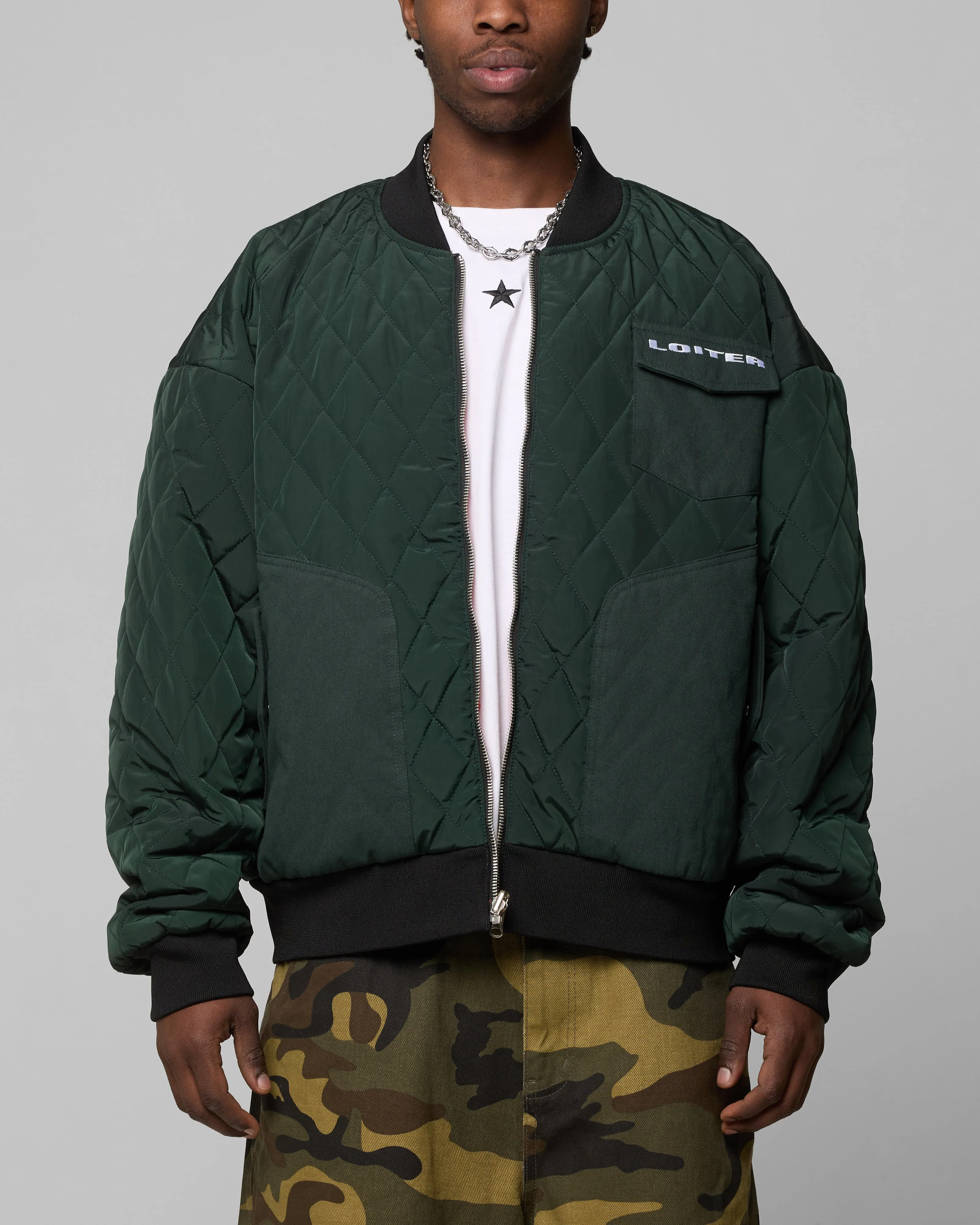 Loiter Cyber Reversible Bomber Jacket Red/Green