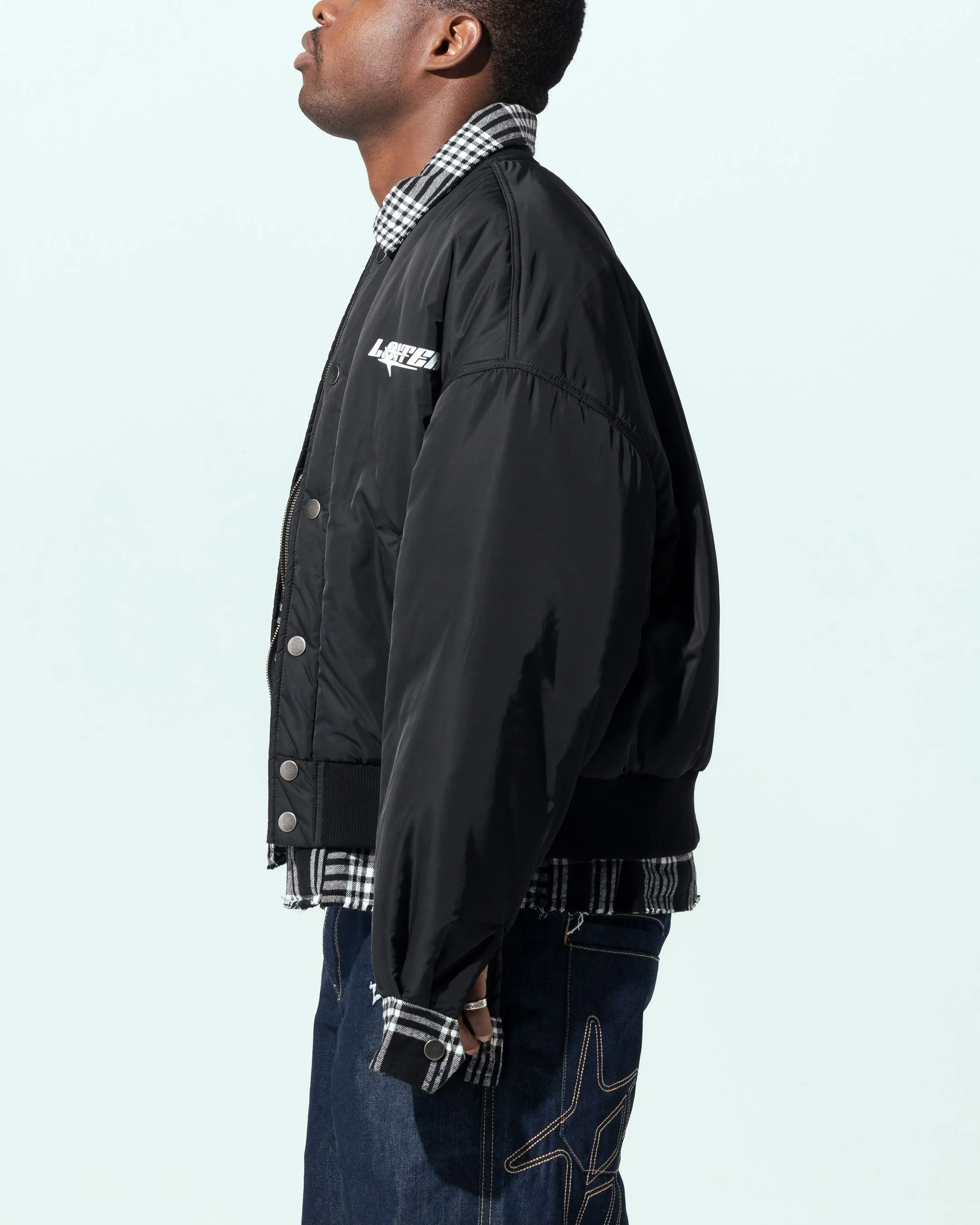 Loiter Shadow Layered Bomber Jacket Black