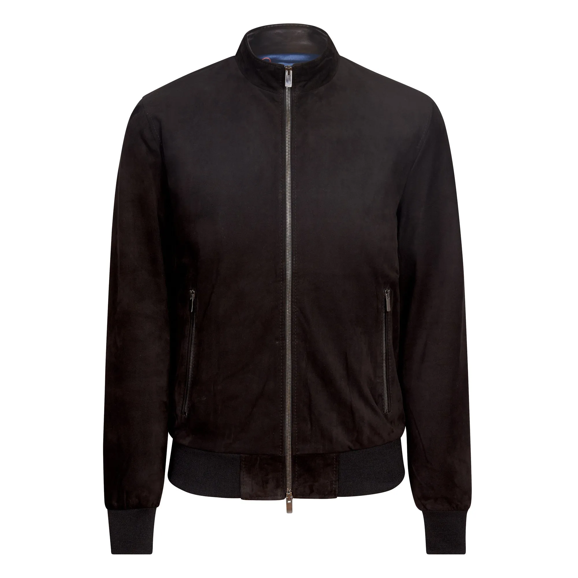 MCKINNON Suede Lamb Leather Zip Bomber Jacket BLACK