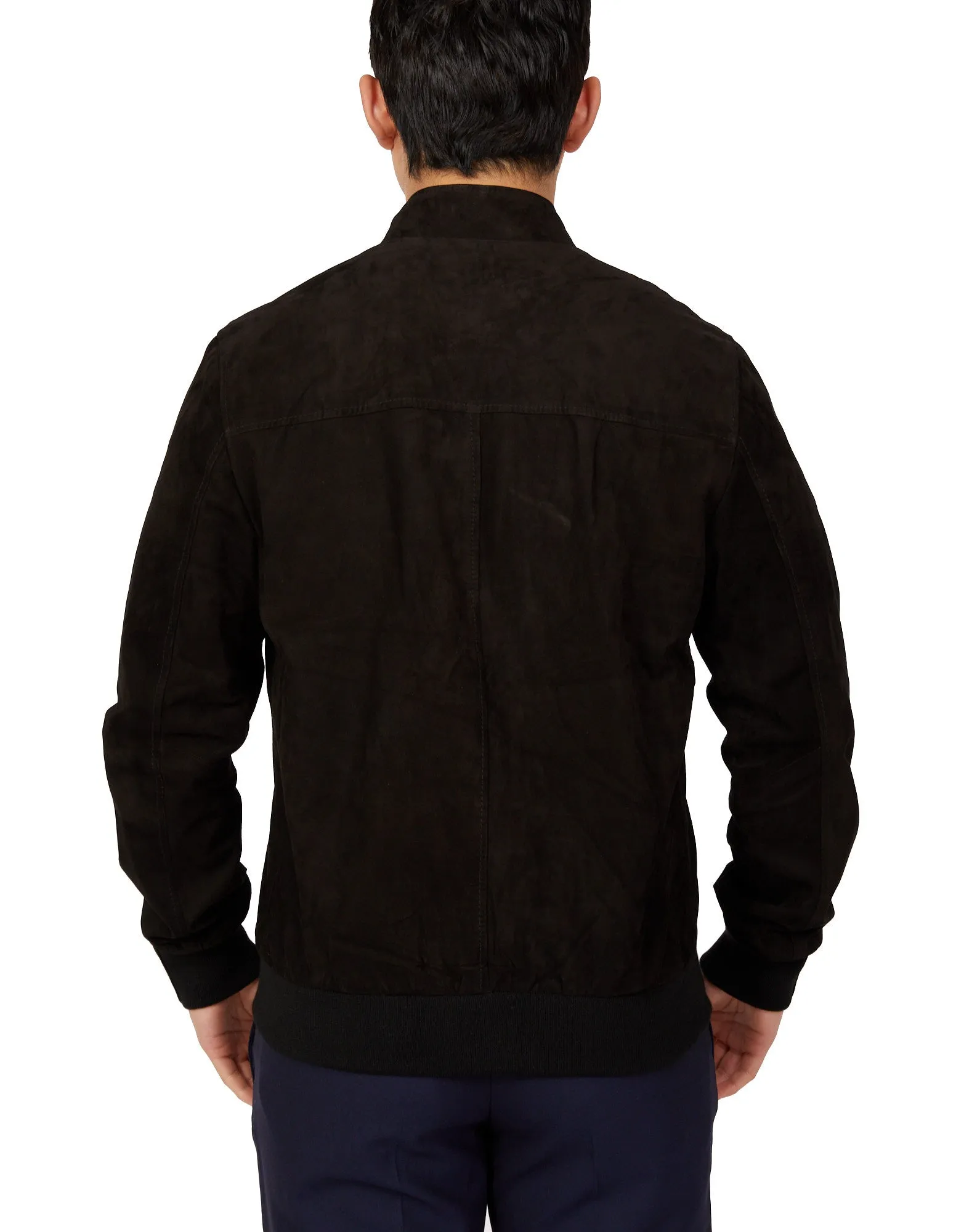 MCKINNON Suede Lamb Leather Zip Bomber Jacket BLACK