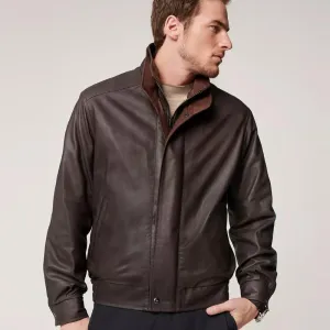 Men's Classic Brown Aviator Sheepskin Bomber Jacket