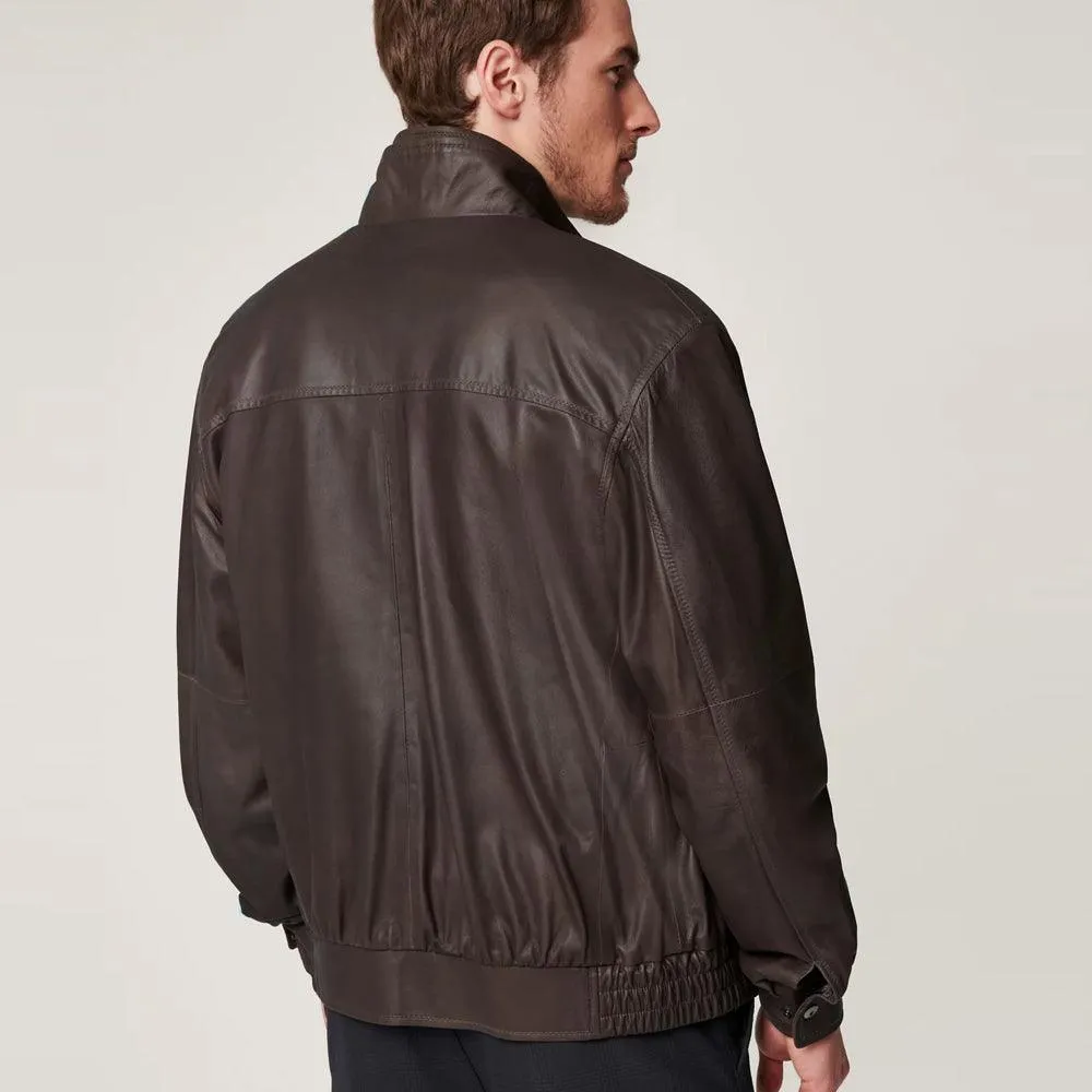 Men's Classic Brown Aviator Sheepskin Bomber Jacket