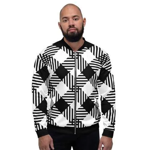 Mens Jackets, Black and White Cross-Hatch Style Bomber Jacket