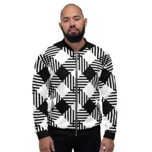 Mens Jackets, Black and White Cross-Hatch Style Bomber Jacket