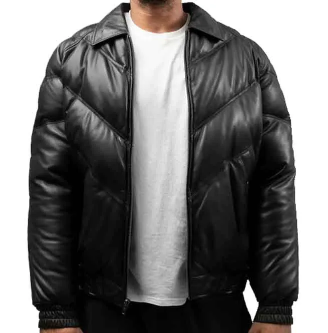 Men's Puffer Lambskin Leather Jacket