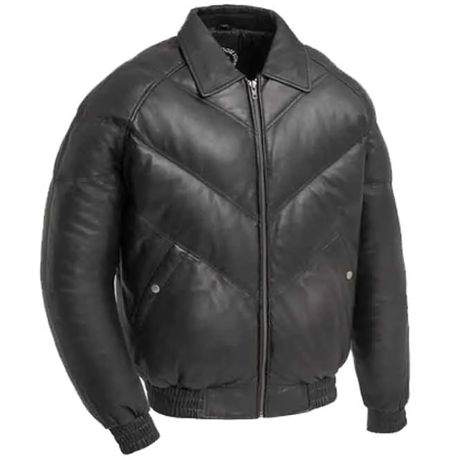 Men's Puffer Lambskin Leather Jacket