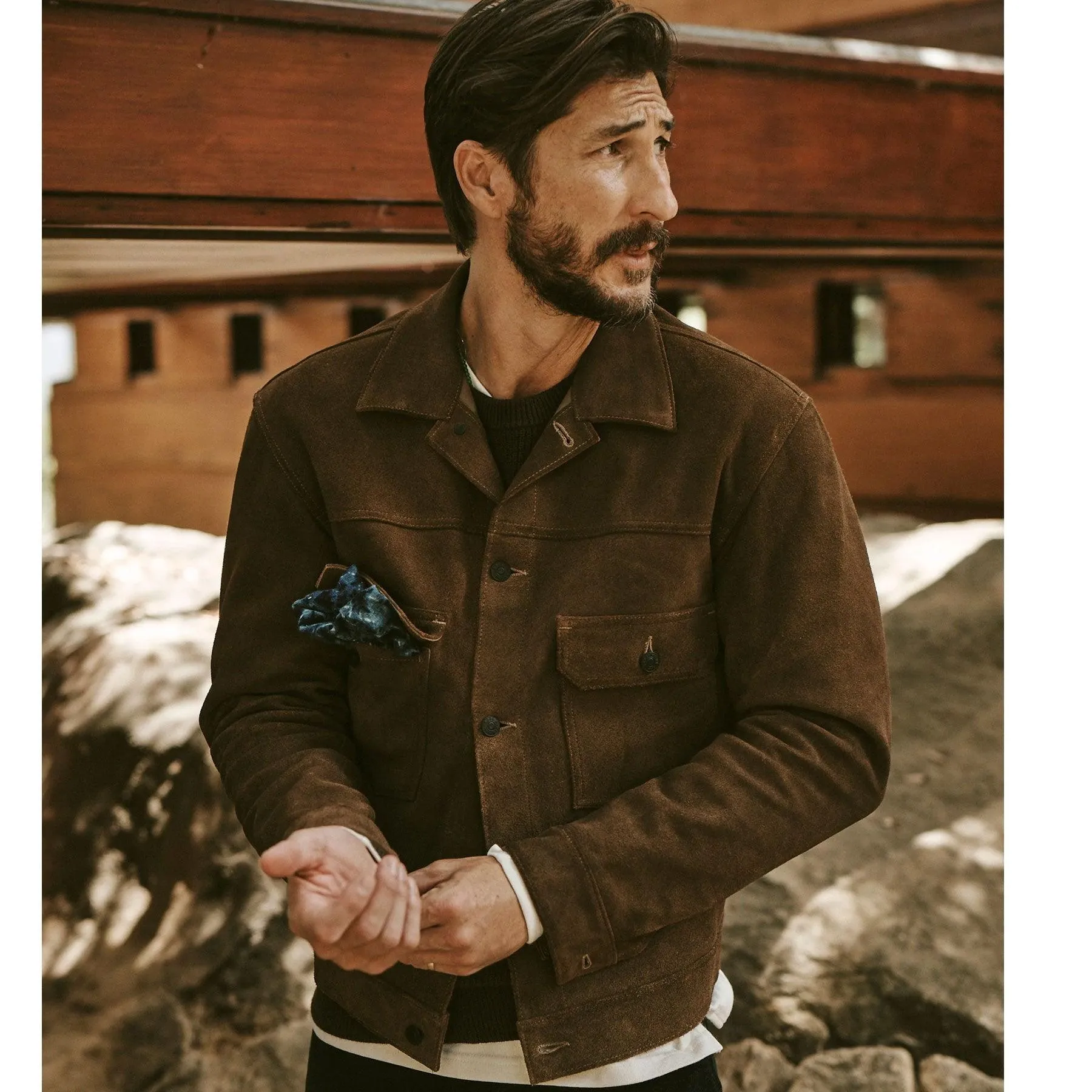 Men’s Suede Leather Bomber Jacket