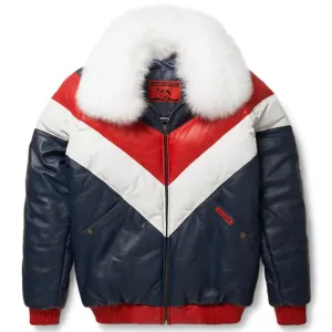 Men's V Bomber Jacket - Multi Color (Red/White/Blue)