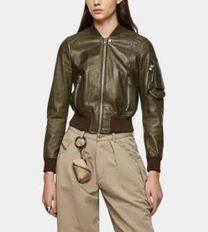 Minimalistic Women’s Leather Bomber Jacket