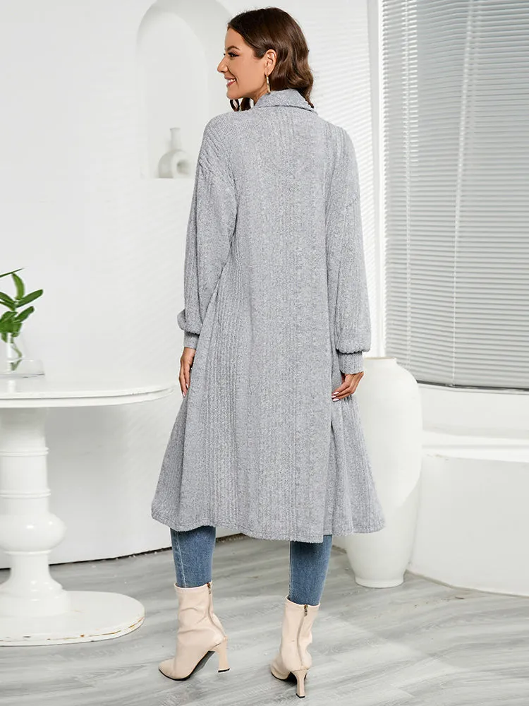 No Matter the Season Grey Ribbed Knit Cardigan Sweater