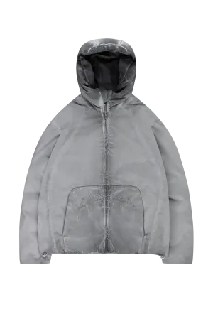 OIL WASHED PUFFER JACKET GREY