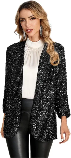 Open Front Sequin Jacket Black - Ruby Rd