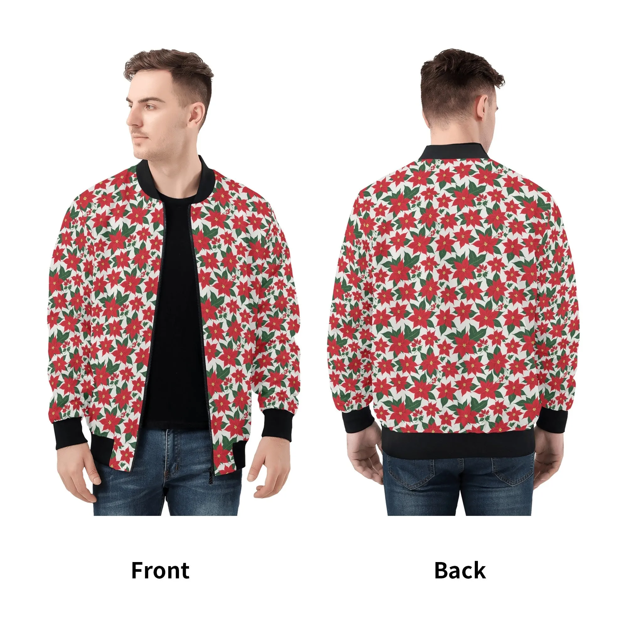 Poinsettia Floral Unisex Zip Up Track Jacket