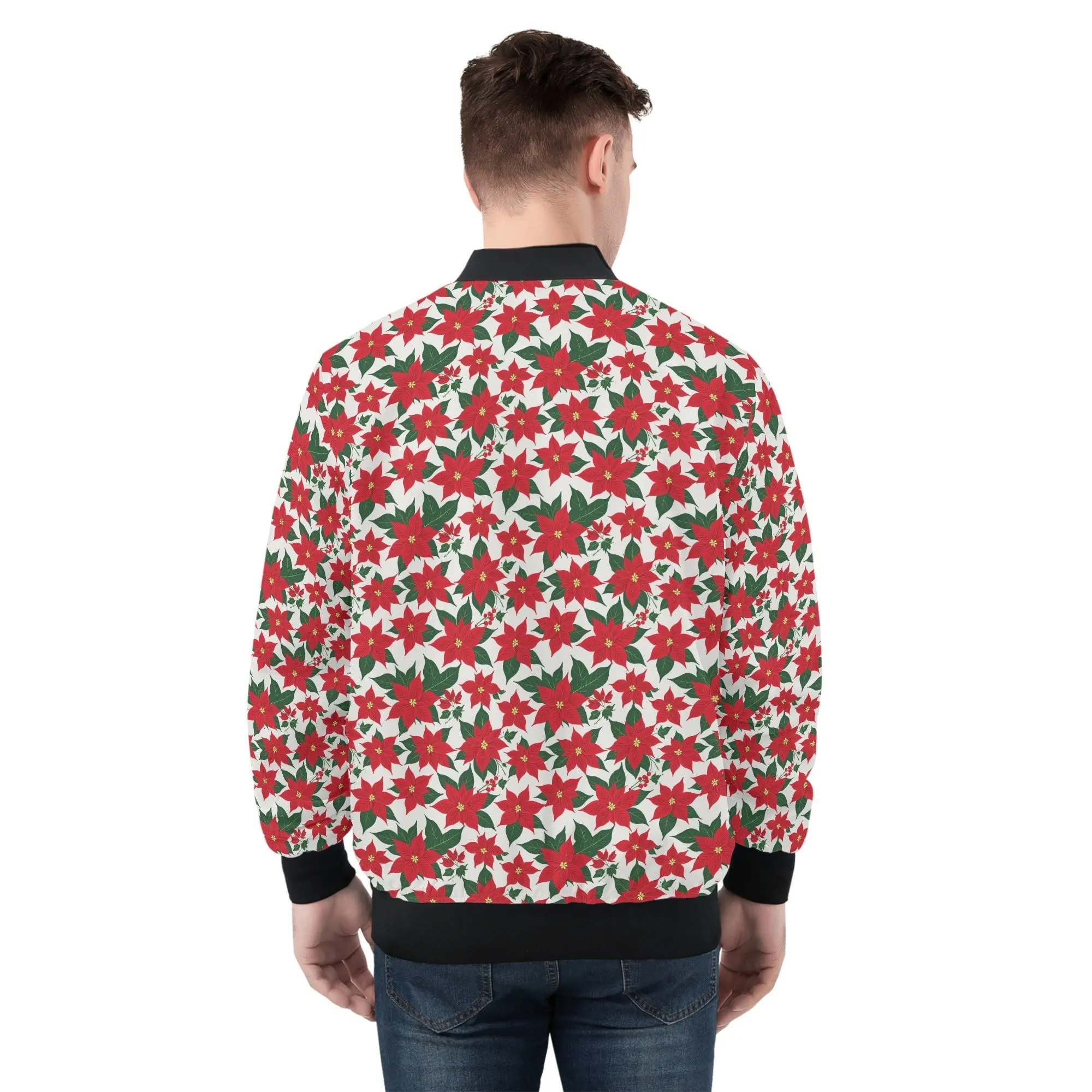 Poinsettia Floral Unisex Zip Up Track Jacket