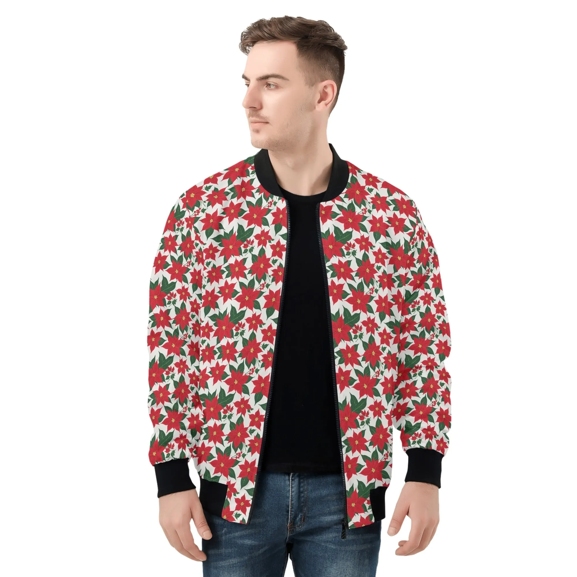 Poinsettia Floral Unisex Zip Up Track Jacket