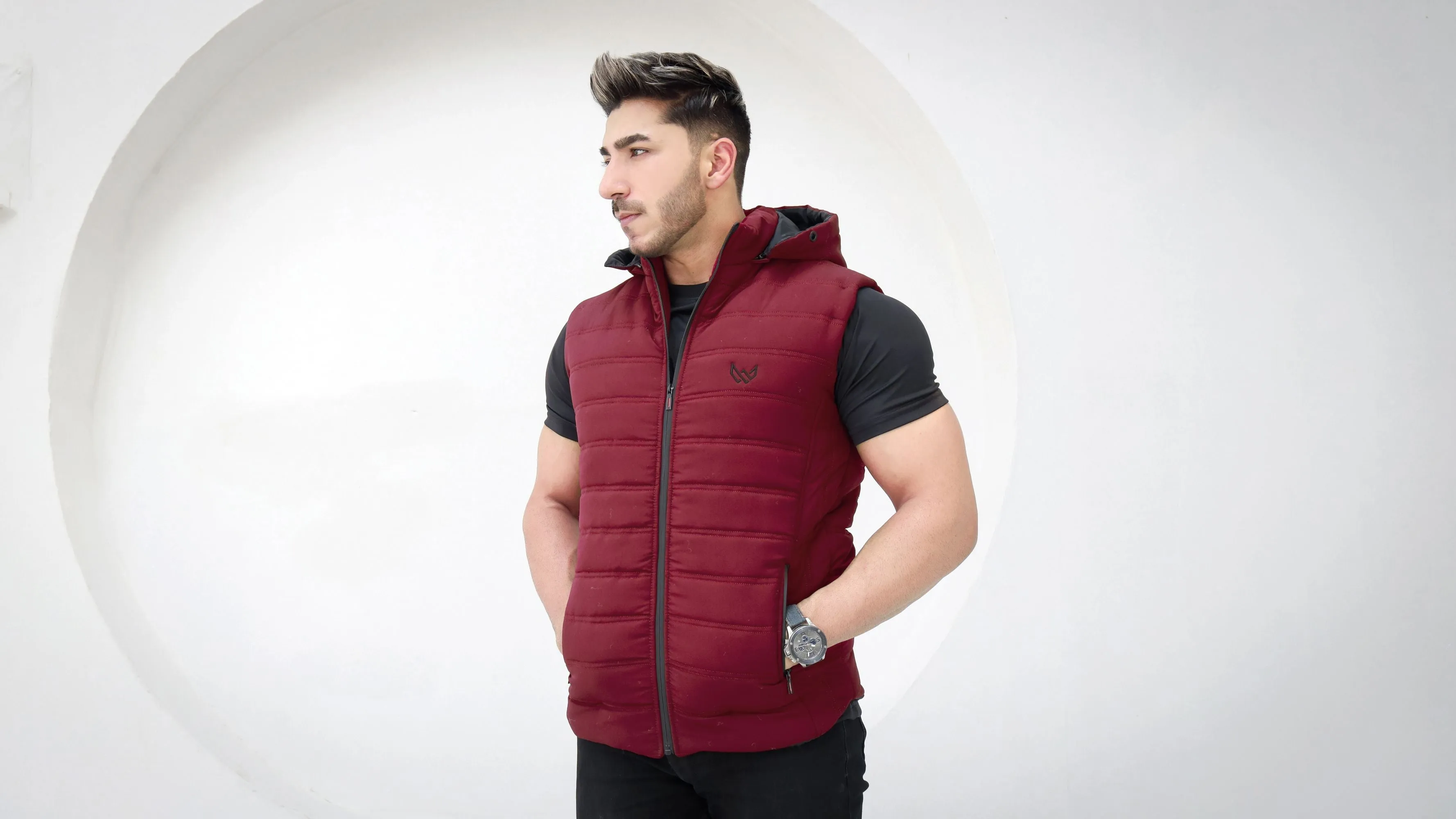 Removable Hood Puffer - Maroon