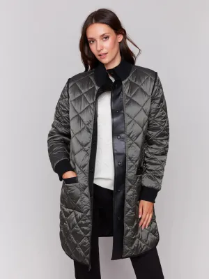 Reversible Long Iridescent Quilted Jacket