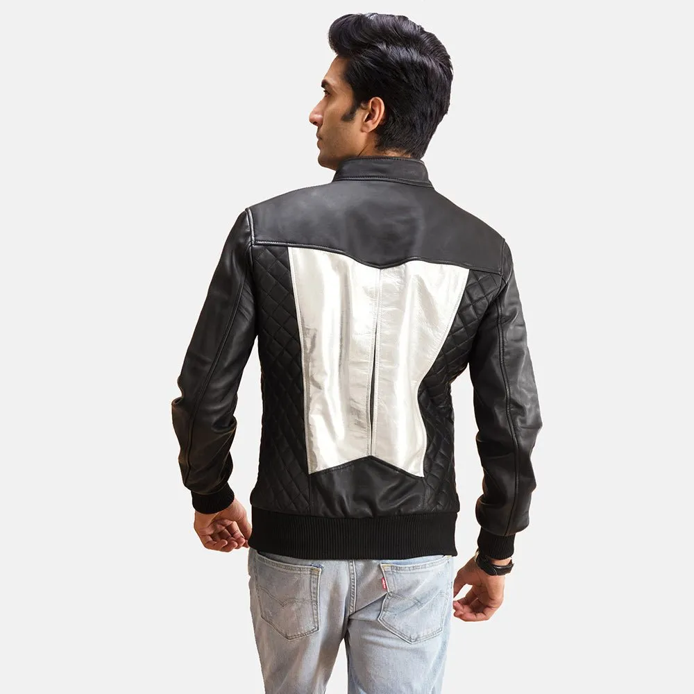 Spade Silver Men's Leather Bomber Jacket