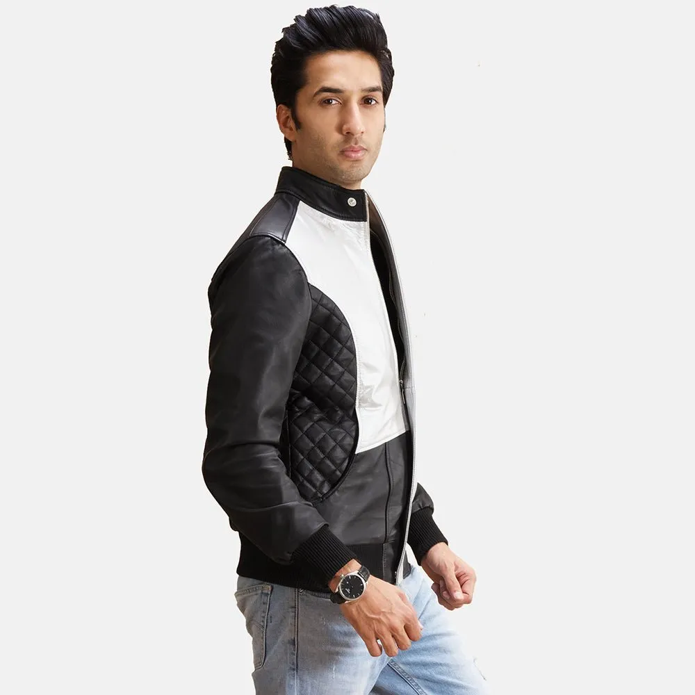 Spade Silver Men's Leather Bomber Jacket