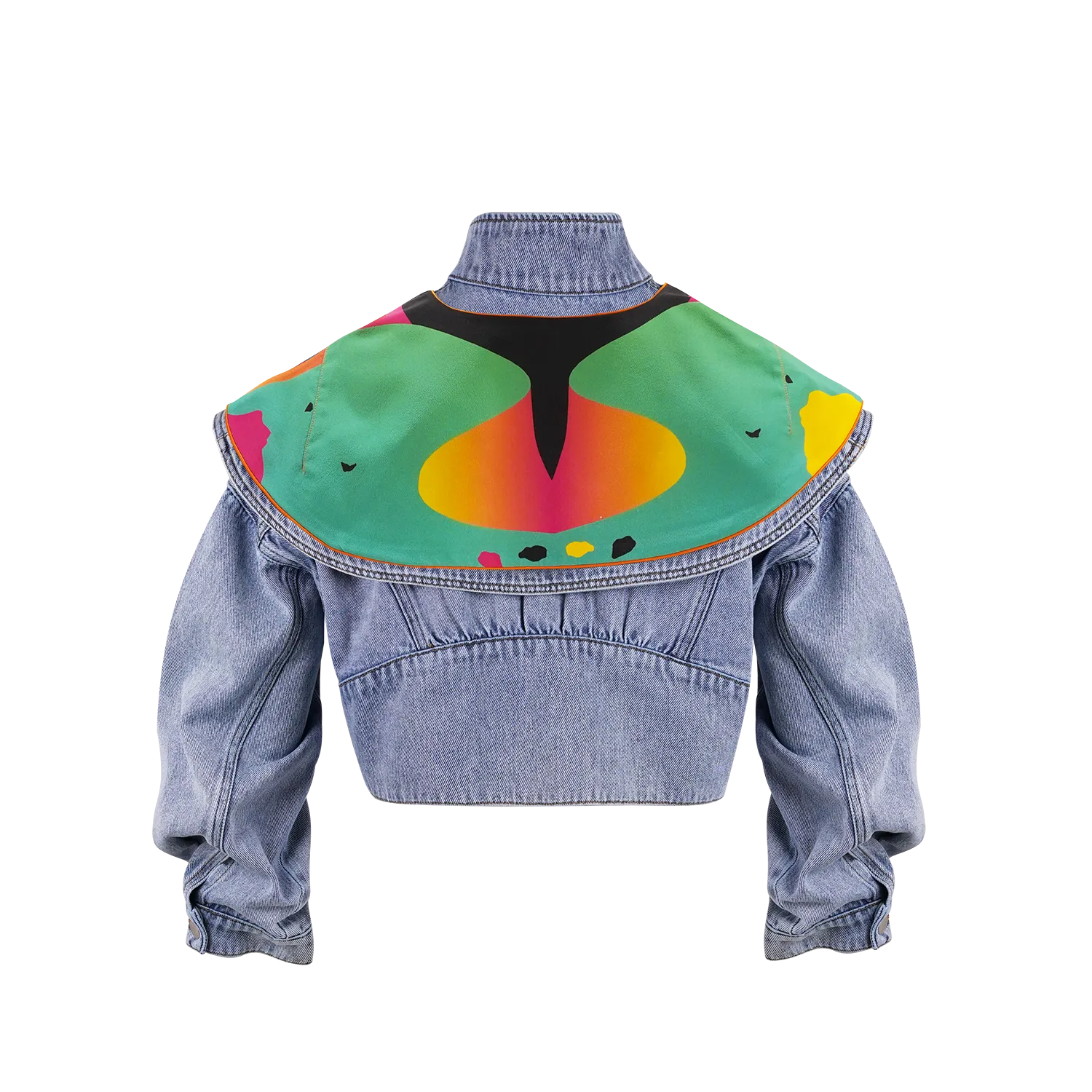 【TERRAZZO】100%Silk Cape Collar Add-On For Eco-Denim Jean Jacket