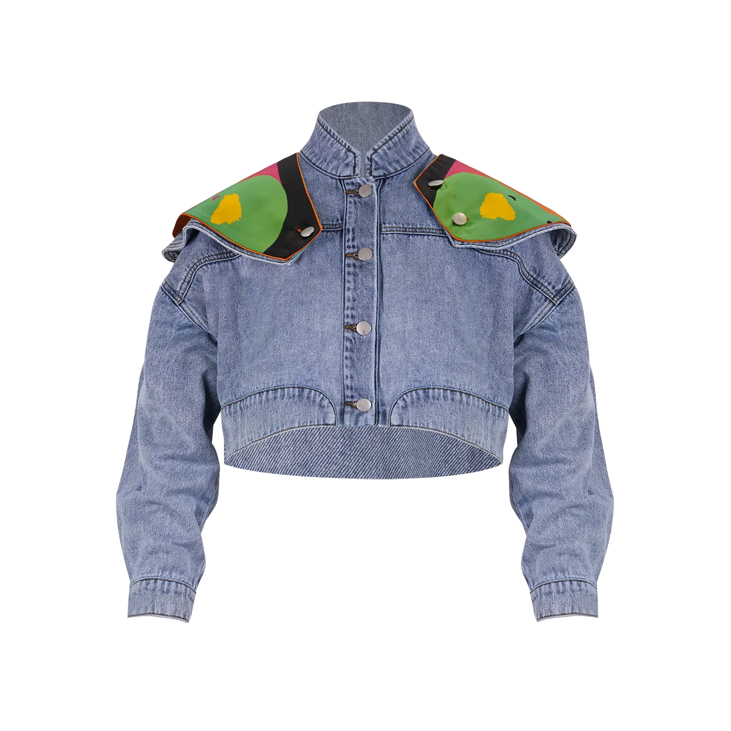 【TERRAZZO】100%Silk Cape Collar Add-On For Eco-Denim Jean Jacket