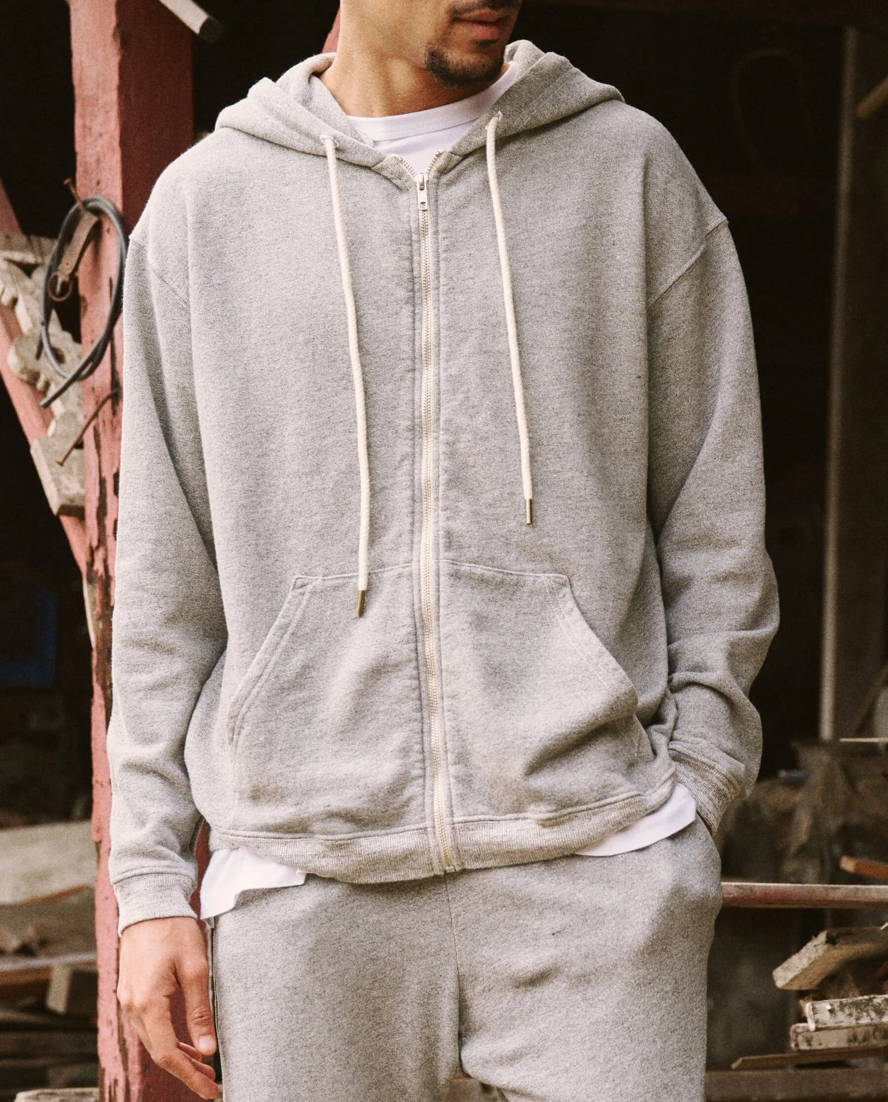 The Men's Zip Up Hoodie. -- Varsity Grey