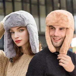 Thick Plush Bomber Hat for Men Women Russian Ushanka Snow Caps Earflap Bonnet Winter Warm Trapper Hats Windproof Keep Warm Cap