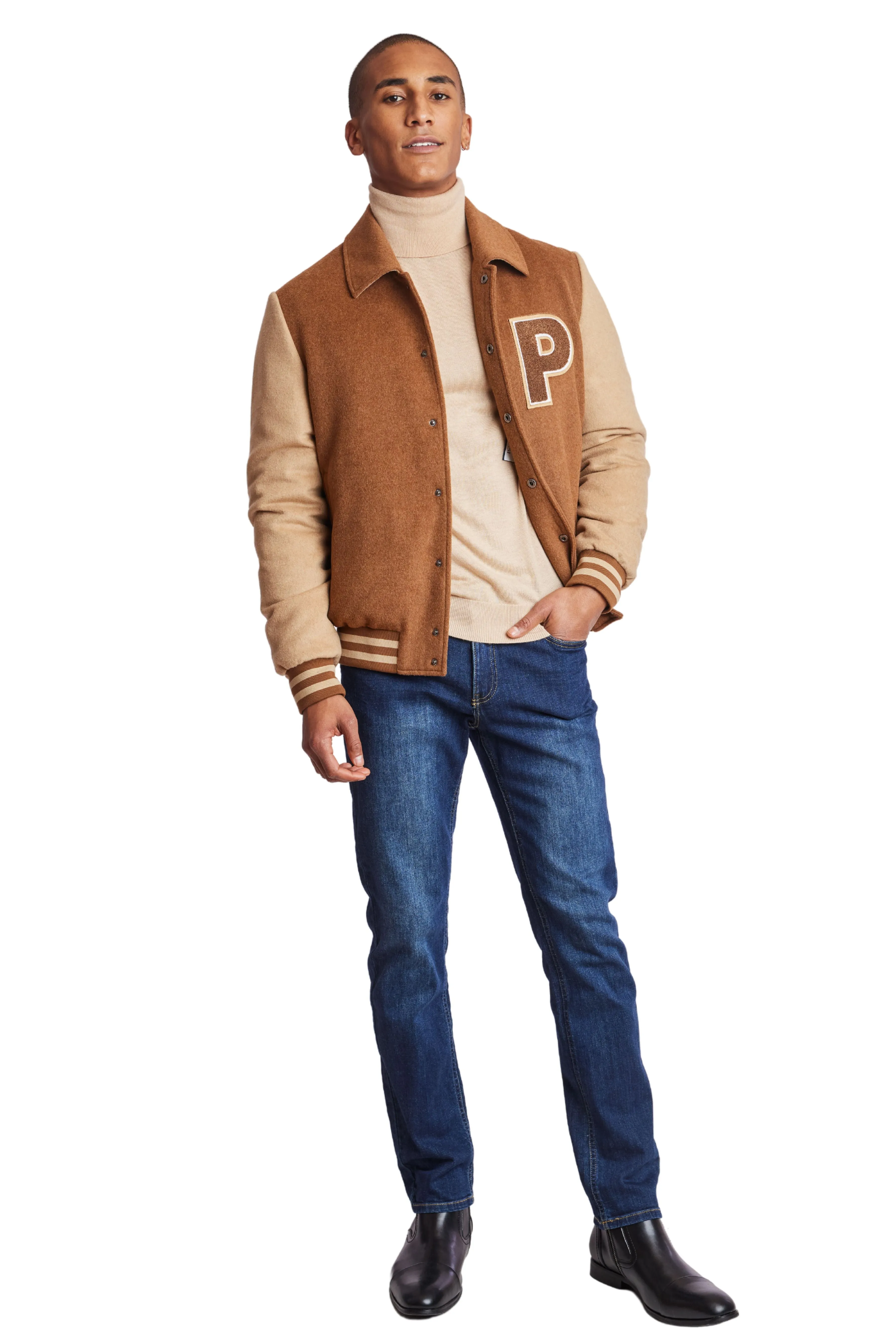 Varsity Jacket  - slim - Cognac & Camel