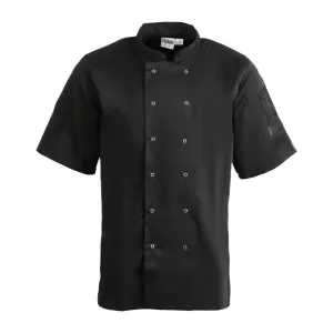 Whites Vegas Unisex Chefs Jacket Short Sleeve Black L - A439-L