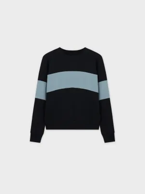 Wide Stripe Bomber-Black/Teal