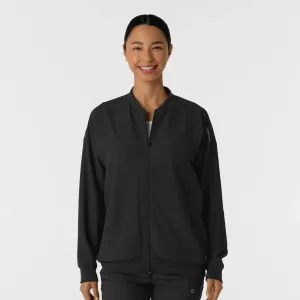 Wink Women's Bomber Scrub Jacket - Black